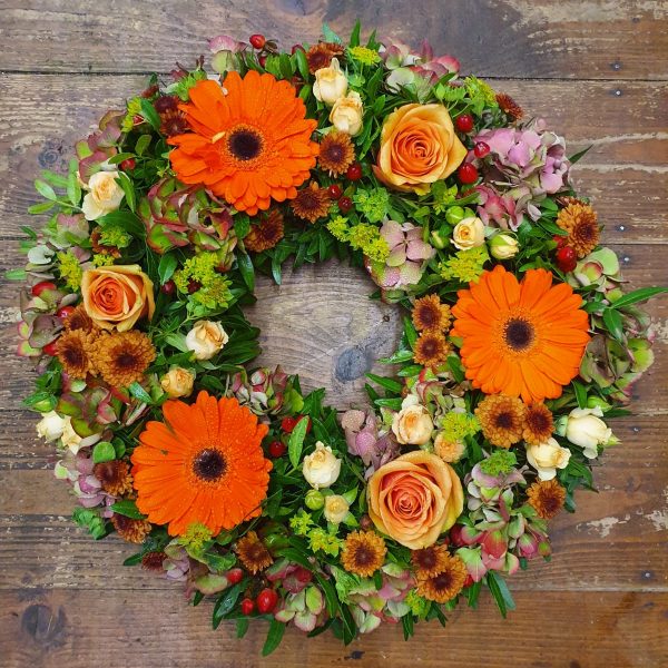 Loose Wreath - Orange, Red & Pink