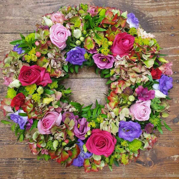 Loose Wreath - Hot pink, light pink & purple