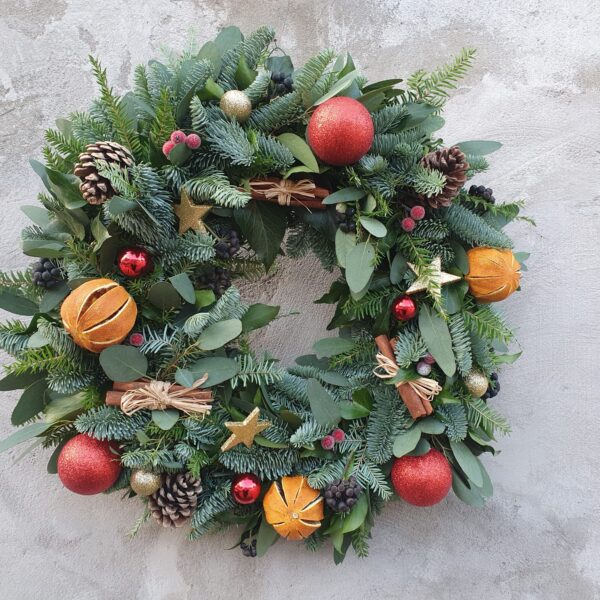 Red and Gold Christmas Wreath